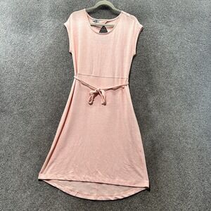 T By Talbots Midi Dress Women Medium Petite Pink Cutout Back Knit Stretch Belted